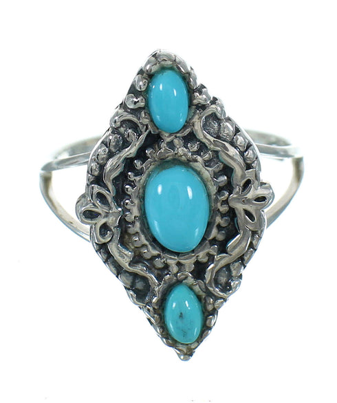 Southwestern Sterling Silver Turquoise Ring Size 5-1/4 YX71450